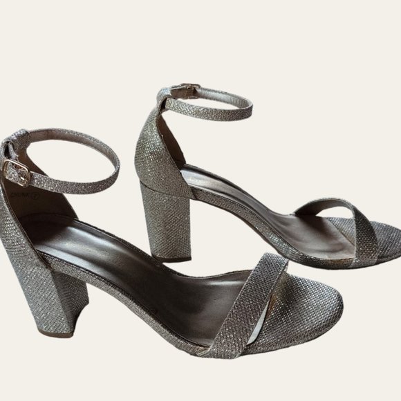 DREAM PAIRS CHUNK GOLD GLITTER BLOCK HEEL 7 - Picture 3 of 10